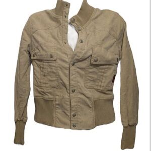 7 for all mankind Women's Jacket XSmall y2k corduroy beige snap closure